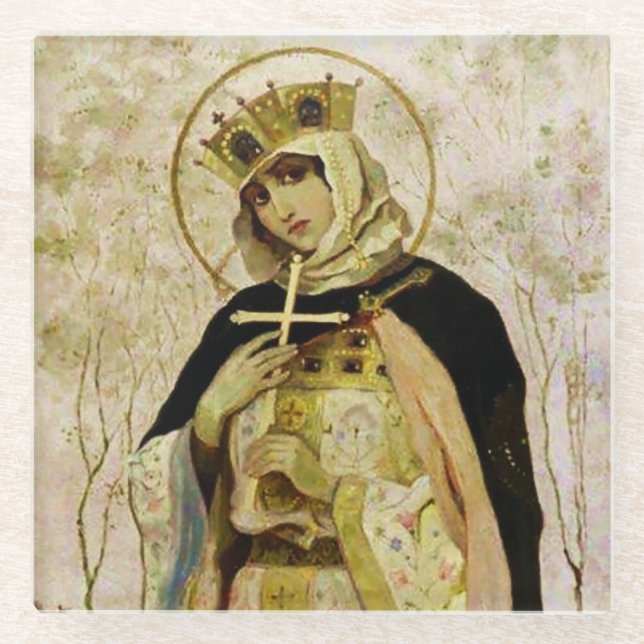 Posavasos De Vidrio "St Olga" por Mikhail Nesterov (Anverso)