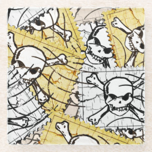 Posavasos De Vidrio Stamp Skull