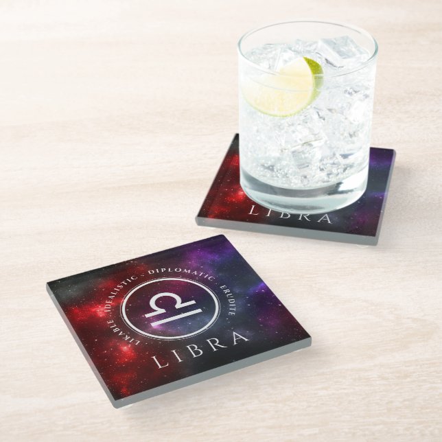Posavasos De Vidrio Starfield Libra Scales Western Zodiac (Angular)