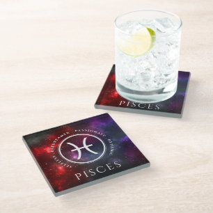Posavasos De Vidrio Starfield Pisces Fish Western Zodiac