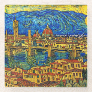 Posavasos De Vidrio Starry Starry Night Florence Italia