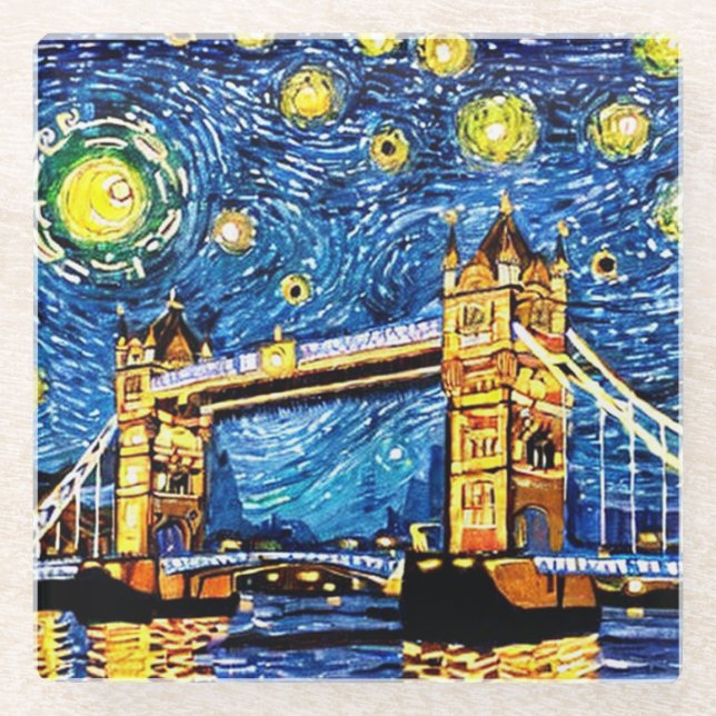Posavasos De Vidrio Starry Starry Night Londres Inglaterra (Anverso)