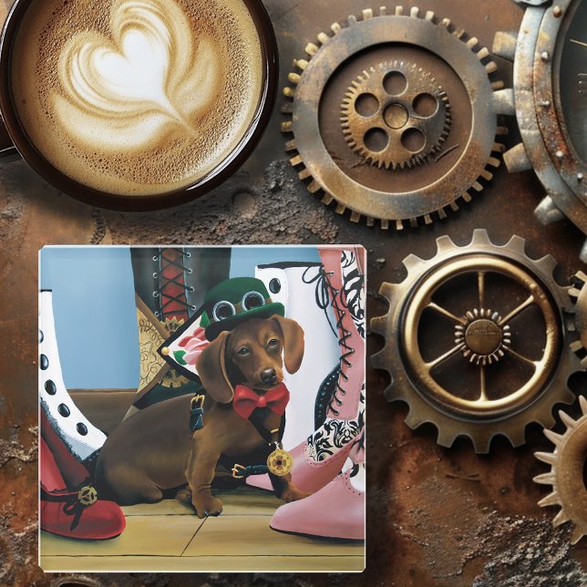Posavasos De Vidrio Steampunk Dachshund muestra a Boots victorianos (Subido por el creador)