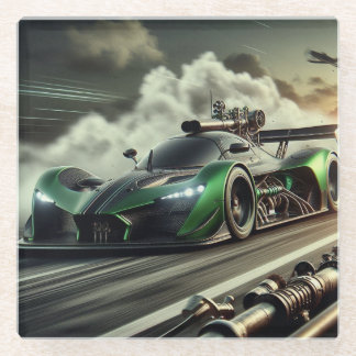 Posavasos De Vidrio Steampunk Racecar Glass Coaster