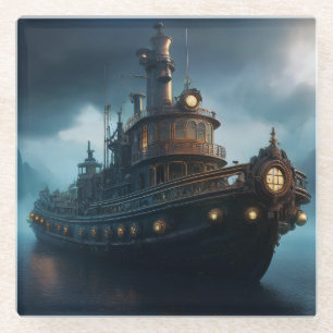 Posavasos De Vidrio Steampunk Tug Bote