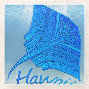 Posavasos De Vidrio Stingray tribal hawaiano