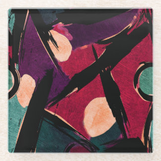 Posavasos De Vidrio Streaks del arcoiris: Textura acrílica abstracta