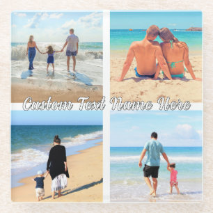 Posavasos De Vidrio Su cubeta de vidrio Collage de fotos con texto Per