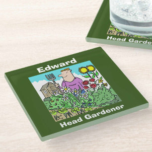 Posavasos De Vidrio Su elección de nombre. Jardinero jefe