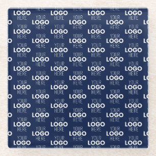 Posavasos De Vidrio Su logotipo o imagen patrón repetitivo Azul mari