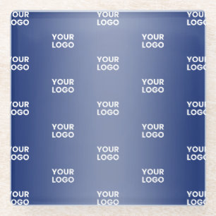 Posavasos De Vidrio Su Logotipo Simple Repetitivo Gradiente Azul