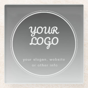 Posavasos De Vidrio Su logotipo y texto editable   Gradiente gris oscu