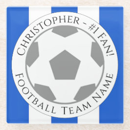 Posavasos De Vidrio Su nombre más el equipo de fútbol Nombre de la mon