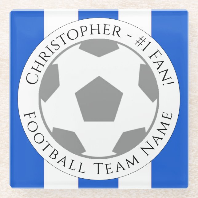 Posavasos De Vidrio Su nombre más el equipo de fútbol Nombre de la mon (Anverso)