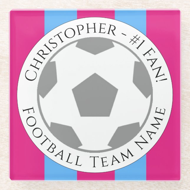 Posavasos De Vidrio Su nombre más el equipo de fútbol Nombre de la mon (Anverso)