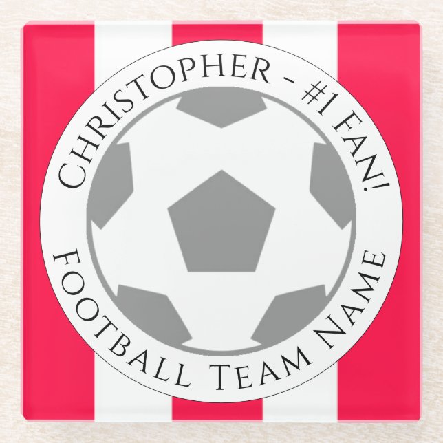 Posavasos De Vidrio Su nombre más el equipo de fútbol Nombre de la mon (Anverso)