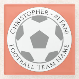 Posavasos De Vidrio Su nombre más el equipo de fútbol Nombre de la mon