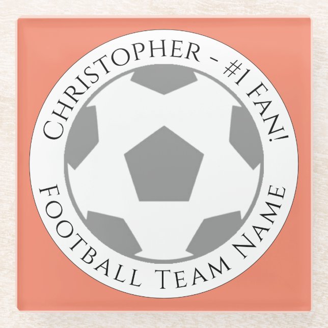 Posavasos De Vidrio Su nombre más el equipo de fútbol Nombre de la mon (Anverso)