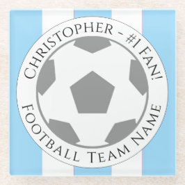 Posavasos De Vidrio Su nombre más el equipo de fútbol Nombre de la mon