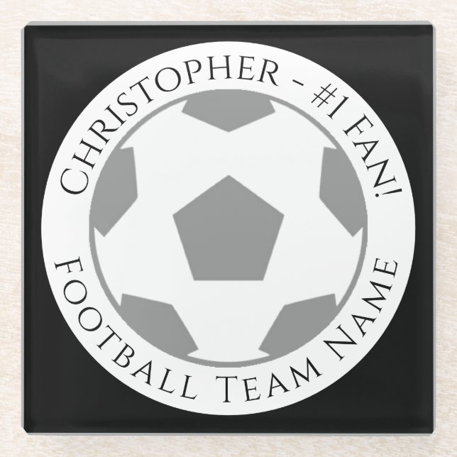 Posavasos De Vidrio Su nombre más el equipo de fútbol Nombre de la mon (Anverso)