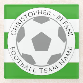 Posavasos De Vidrio Su nombre más el equipo de fútbol Nombre de la mon