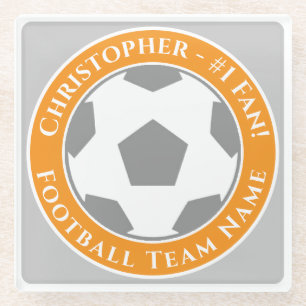 Posavasos De Vidrio Su nombre más el nombre del equipo de fútbol