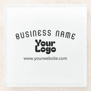 Posavasos De Vidrio Subir logotipo retro-moderno blanco y negro (edita