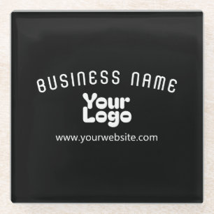 Posavasos De Vidrio Subir logotipo retro-moderno negro y blanco (edita