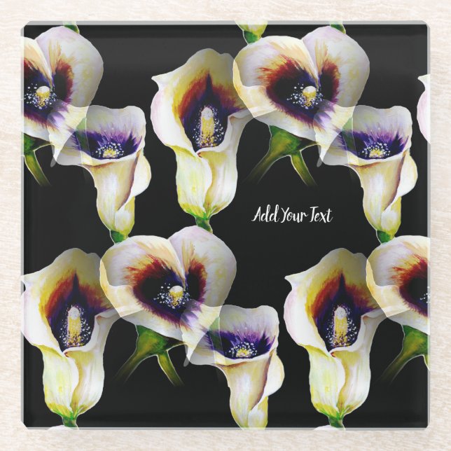 Posavasos De Vidrio Sublime acuarela Arum Calla Lilies (Anverso)