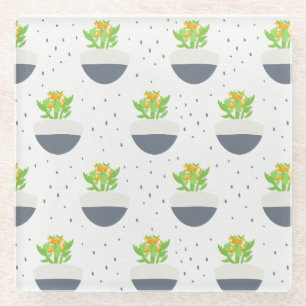 Posavasos De Vidrio Suculento patrón de mamá de planta de Kalanchoe