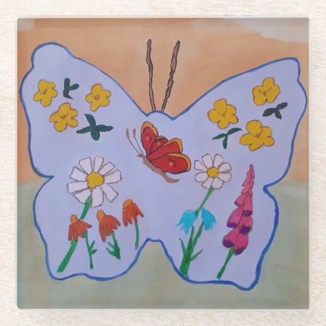 Posavasos De Vidrio Sueño de mariposa (Anverso)