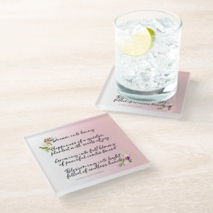 Posavasos De Vidrio Sueño Floral Rosa Rubor Poema (escrito por mí)