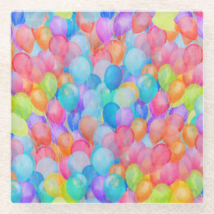 Posavasos De Vidrio Sueños de arcoiris: arte de globos acuáticos
