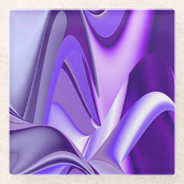 Posavasos De Vidrio Sueños del arcoiris de flores moradas (Anverso)