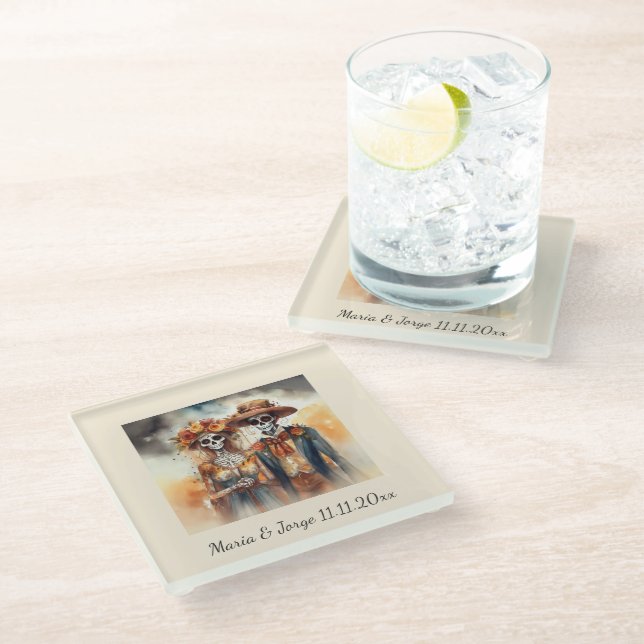 Posavasos De Vidrio Sugar Skull Novedades, personalizado (Angular)