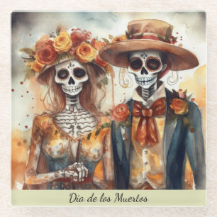 Posavasos De Vidrio Sugar Skull Sweethearts, personalizado