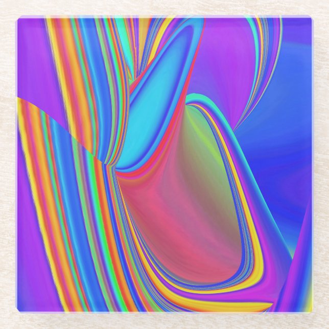 Posavasos De Vidrio Summerfeeling, Resumen 3D Rainbowart (Anverso)
