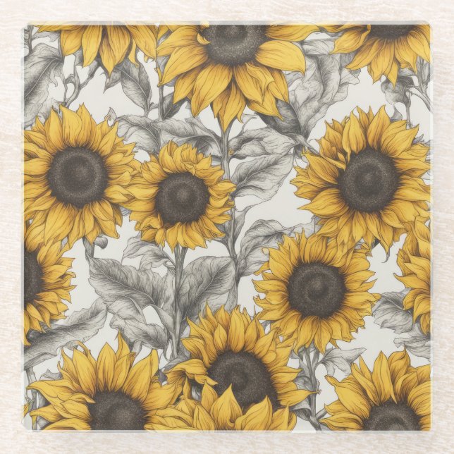 Posavasos De Vidrio Sunflower (Anverso)