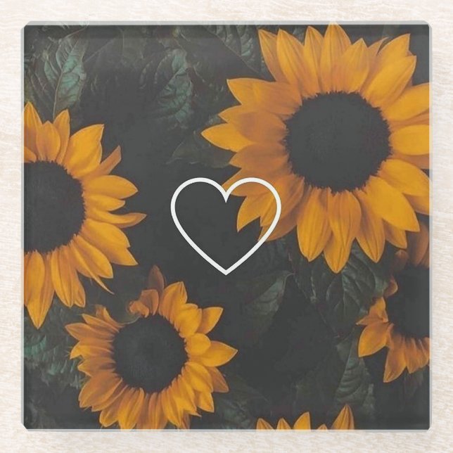 Posavasos De Vidrio Sunflower (Anverso)