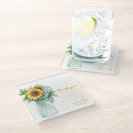 Posavasos De Vidrio Sunflower Mason Jar Boda Gracias Mensaje