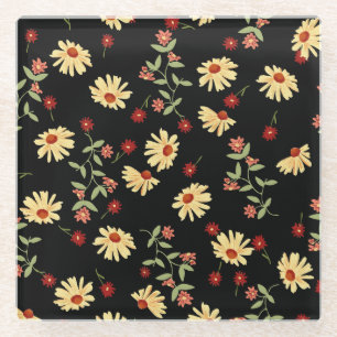 Posavasos De Vidrio Sunflowers de otoño: Armonía Red-Naranja.