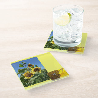 Posavasos De Vidrio Sunflowers Glass Coaster