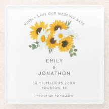 Sunflowers Rustic Floral Keepsake Salvar La Fecha