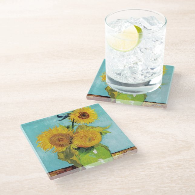 Posavasos De Vidrio Sunflowers Vincent van Gogh (Angular)