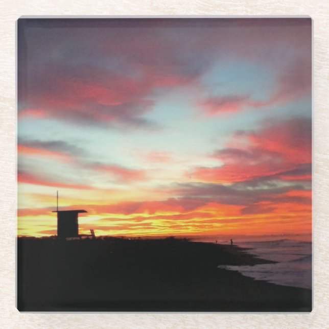 Posavasos De Vidrio Sunrise at Newport Beach, CA (Anverso)