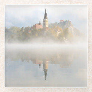 Posavasos De Vidrio Sunrise nigosa en el lago Bled