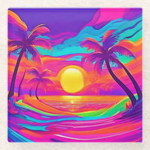 Posavasos De Vidrio Sunset azul y Naranja