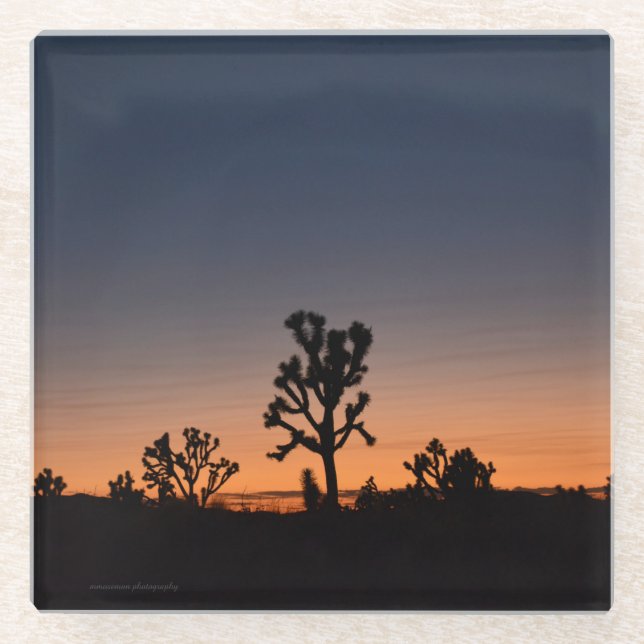 Posavasos De Vidrio Sunset Joshua Trees (Anverso)