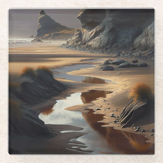 Posavasos De Vidrio Sunset Shore (Anverso)