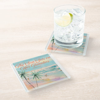 Posavasos De Vidrio Sunset Themed 30th Birthday 